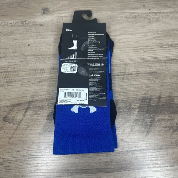 NWT UnderArmour UA Team Unisex Cushioned Crew Socks Size S/M (Royal Blue) - Picture 9 of 12